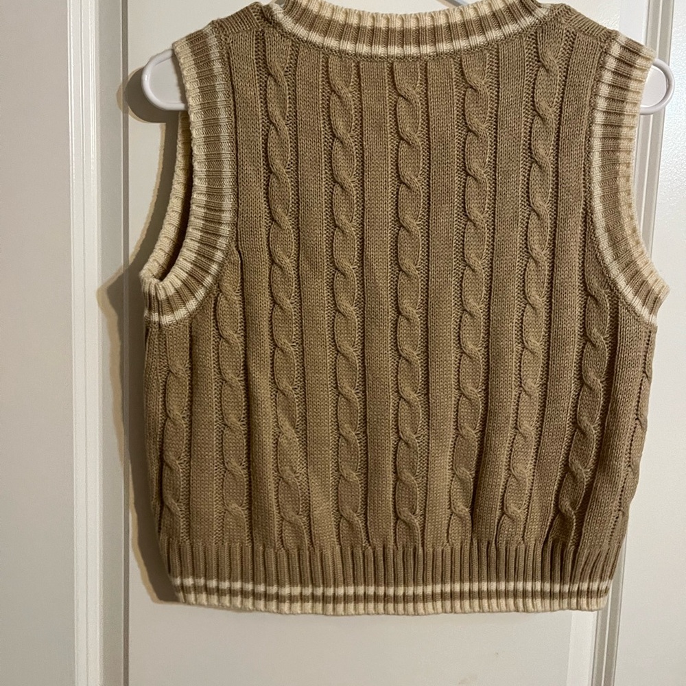 Tan Cable Knit Sweater Vest - Picture 3 of 3
